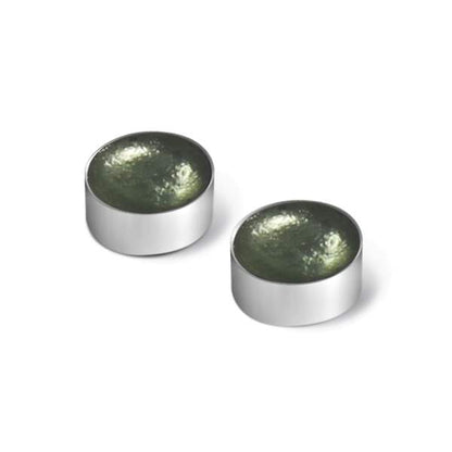 Pear Metal Buttons Large Stud Earrings