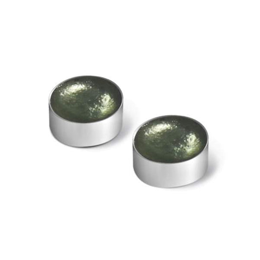 Pear Metal Buttons Large Stud Earrings | The Jewellery Stop
