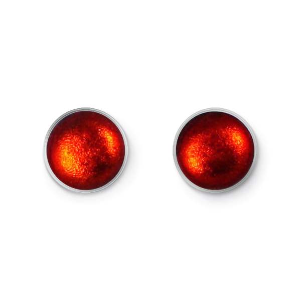 Red Metal Buttons Large Stud Earrings | The Jewellery Stop