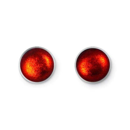 Red Metal Buttons Large Stud Earrings | The Jewellery Stop