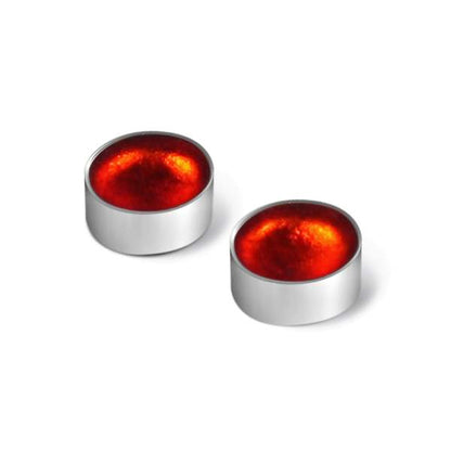 Red Metal Buttons Large Stud Earrings | The Jewellery Stop