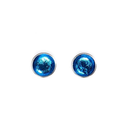 Turquoise Metal Buttons Large Stud Earrings | The Jewellery Stop
