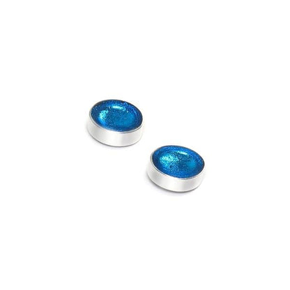 Turquoise Metal Buttons Large Stud Earrings | The Jewellery Stop