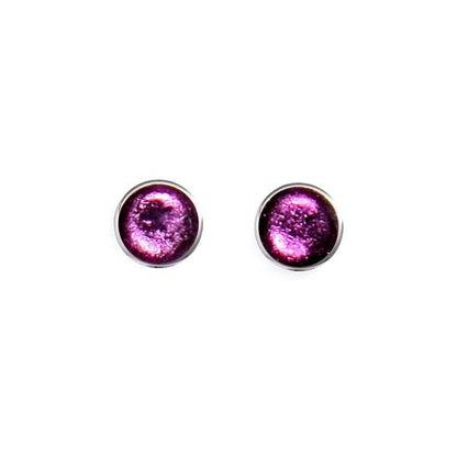 Violet Metal Buttons Large Stud Earrings | The Jewellery Stop