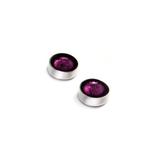 Violet Metal Buttons Large Stud Earrings | The Jewellery Stop