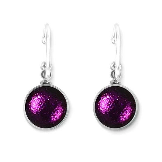 Aubergine Metal Buttons Creole Earrings | The Jewellery Stop