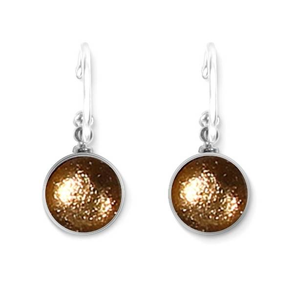 Caramel Metal Buttons Creole Earrings | The Jewellery Stop