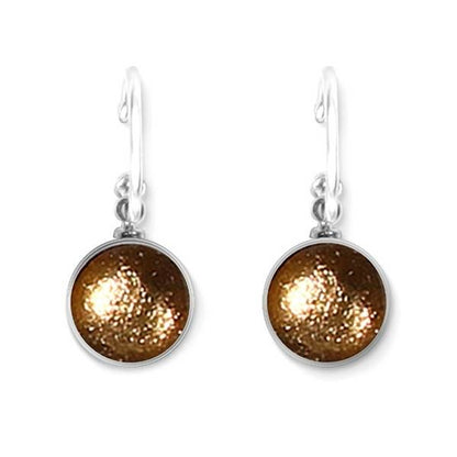 Caramel Metal Buttons Creole Earrings | The Jewellery Stop