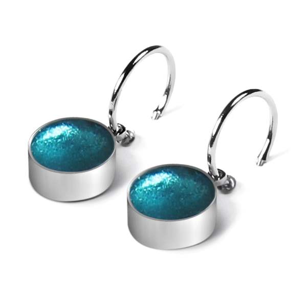 Jade Metal Buttons Creole Earrings