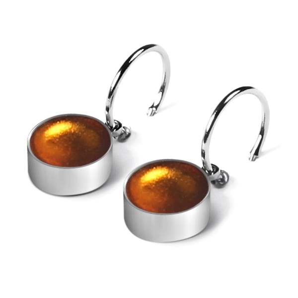 Mustard Metal Buttons Creole Earrings | The Jewellery Stop