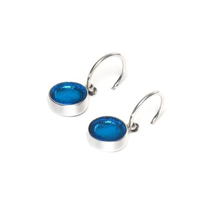 Turquoise Metal Buttons Creole Earrings | The Jewellery Stop