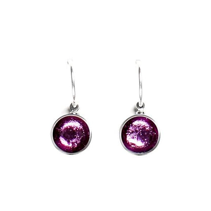 Violet Metal Buttons Creole Earrings | The Jewellery Stop