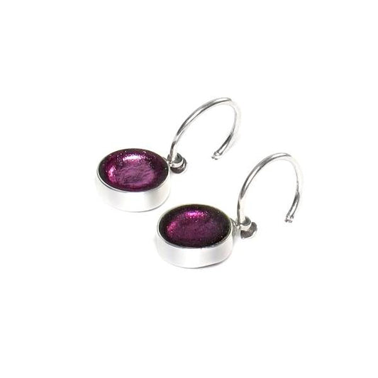 Violet Metal Buttons Creole Earrings | The Jewellery Stop