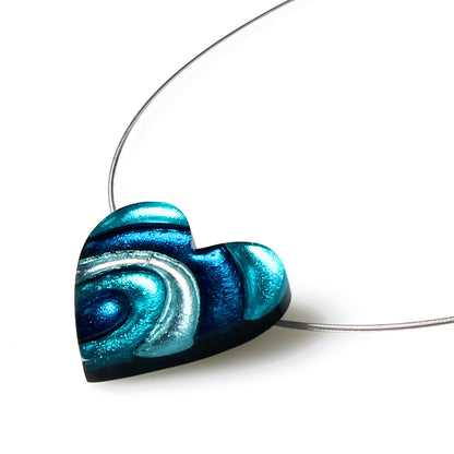 Teal Heart Swirl pendant | The Jewellery Stop
