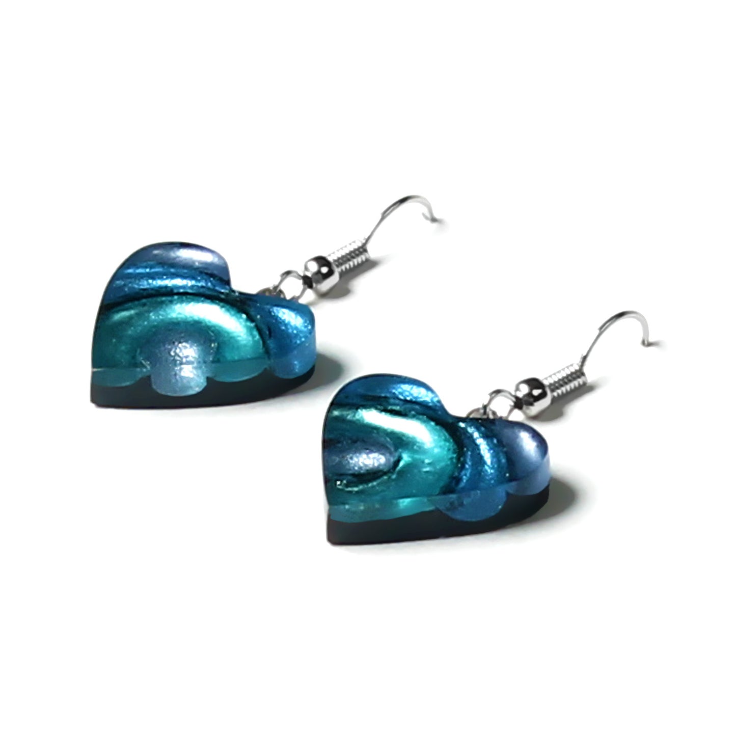 Ocean Mist Heart Swirl Fish Hook Earrings
