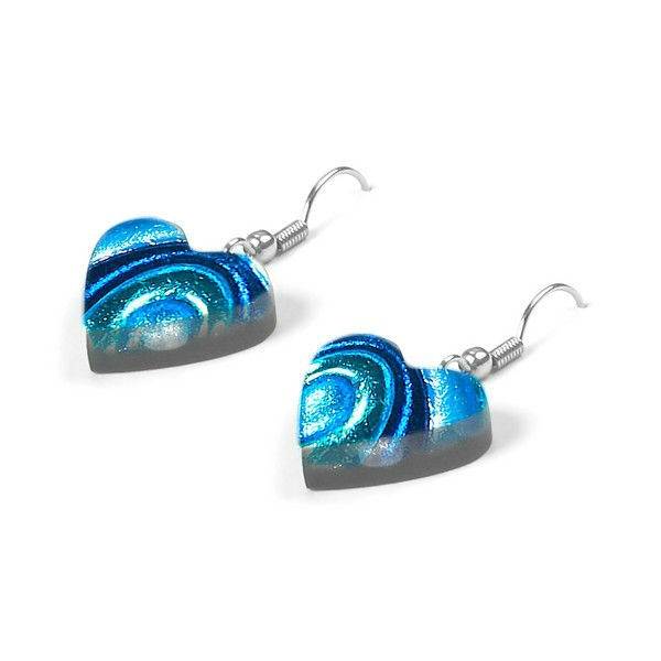 Ocean Heart Swirl Fish Hook Earrings