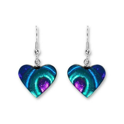 Peacock Heart Swirl Fish Hook Earrings | The Jewellery Stop