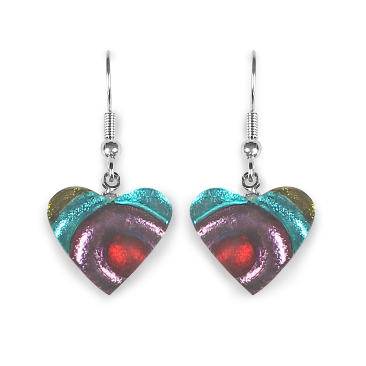 Rainbow Heart Swirl Fish Hook Earrings | The Jewellery Stop