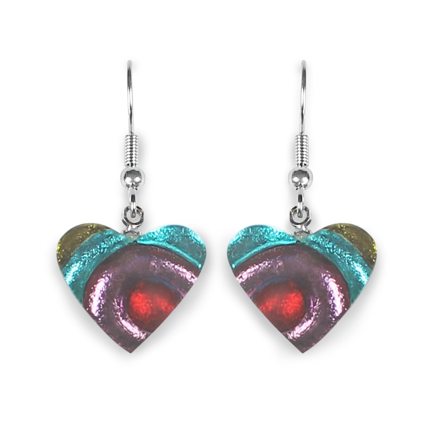 Rainbow Heart Swirl Fish Hook Earrings | The Jewellery Stop
