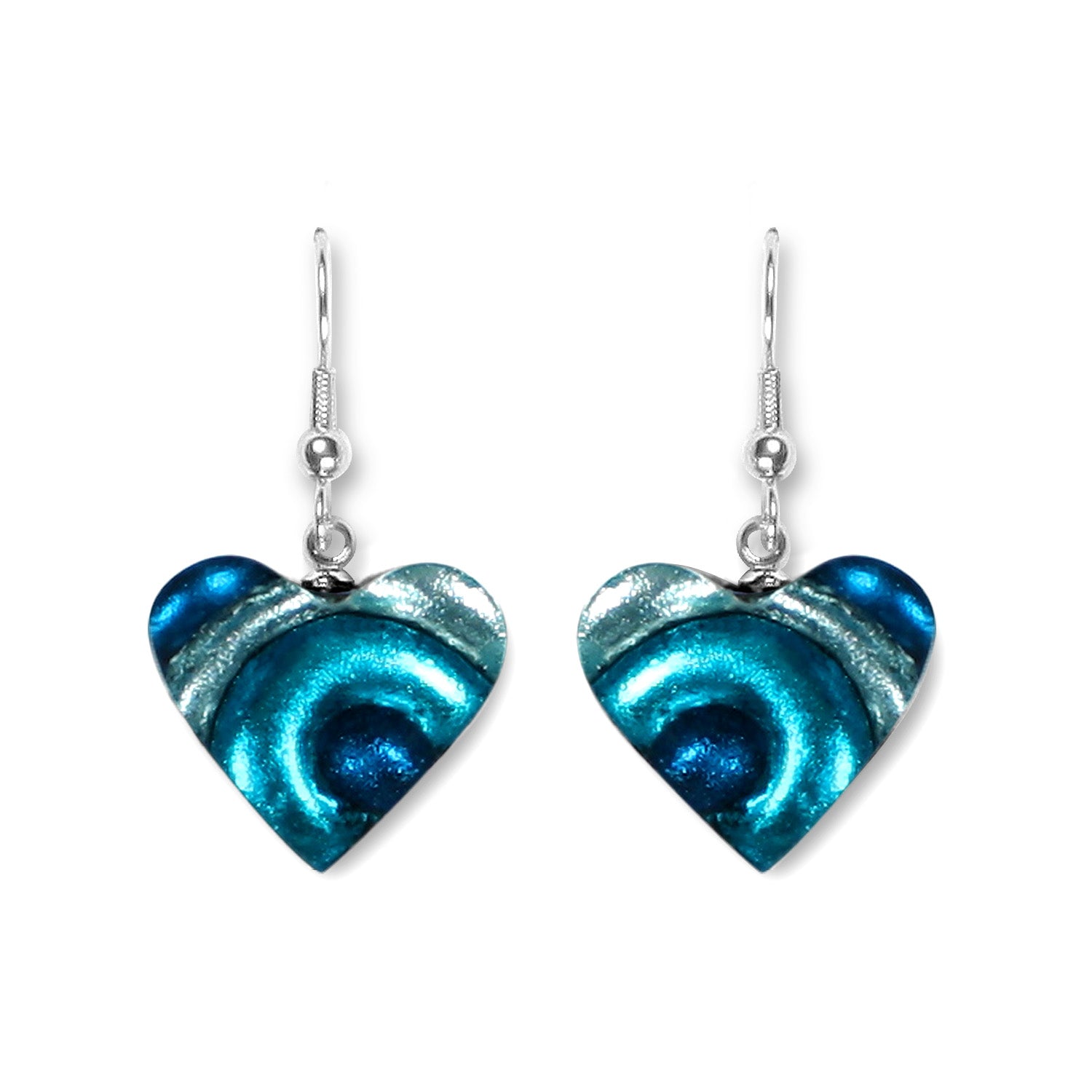 Teal Heart Swirl Fish Hook Earrings | The Jewellery Stop