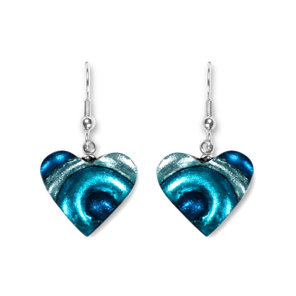 Teal Heart Swirl Fish Hook Earrings | The Jewellery Stop