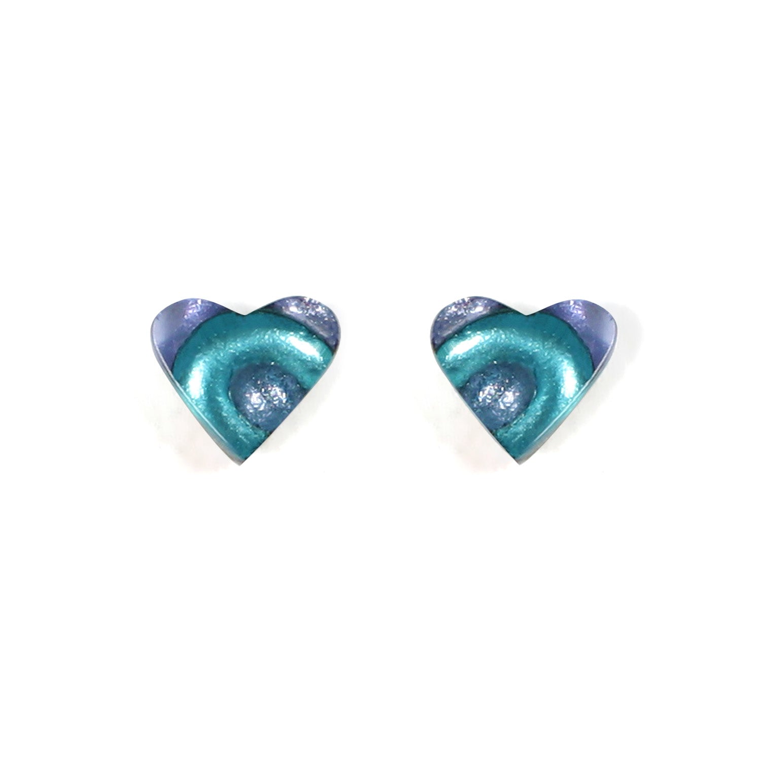 Ocean Mist Heart Swirl Stud Earrings