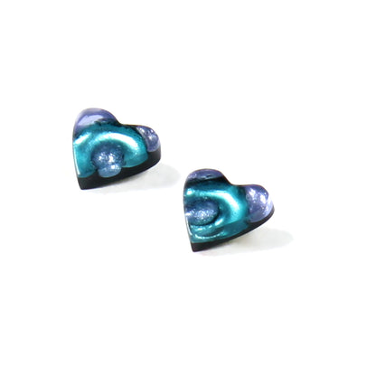 Ocean Mist Heart Swirl Stud Earrings