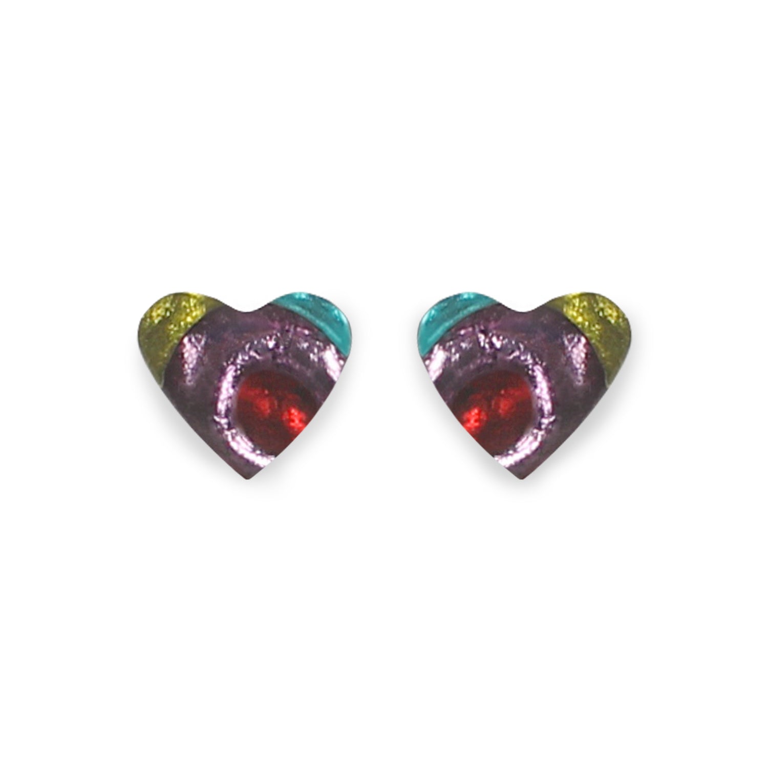 Rainbow Heart Swirl Stud Earrings | The Jewellery Stop