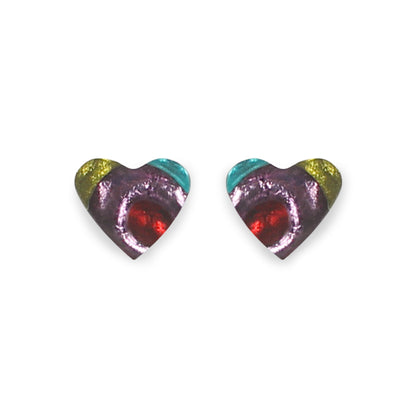 Rainbow Heart Swirl Stud Earrings | The Jewellery Stop