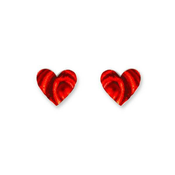 Red Heart Swirl Stud Earrings | The Jewellery Stop