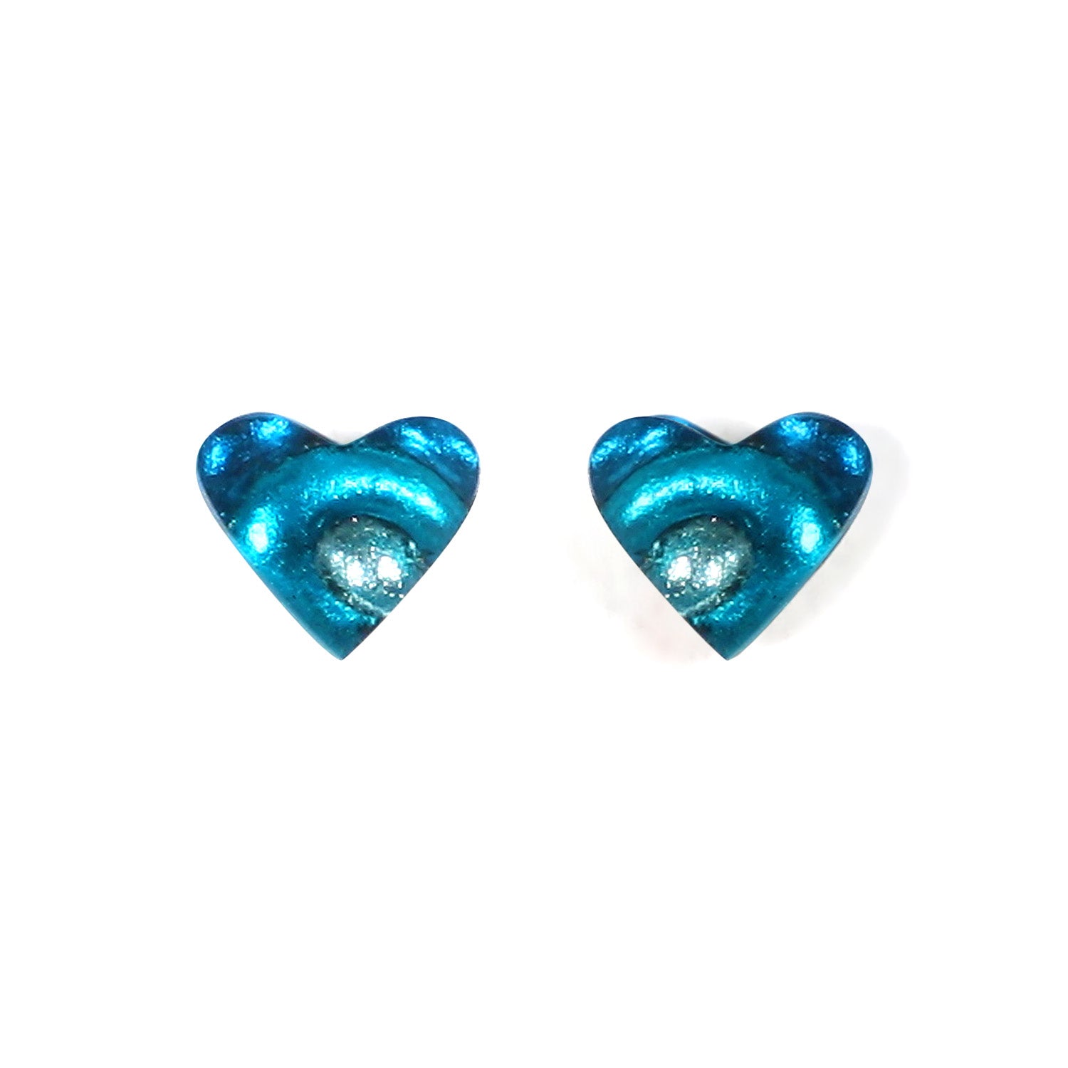 Teal Heart Swirl Stud Earrings | The Jewellery Stop