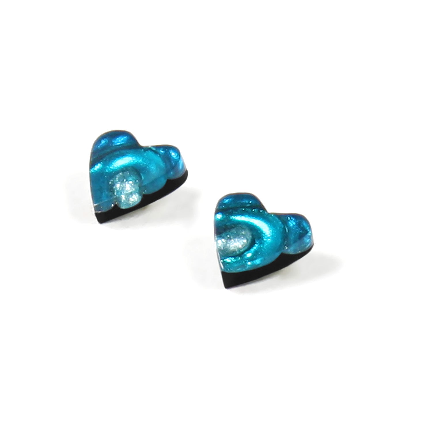 Teal Heart Swirl Stud Earrings | The Jewellery Stop