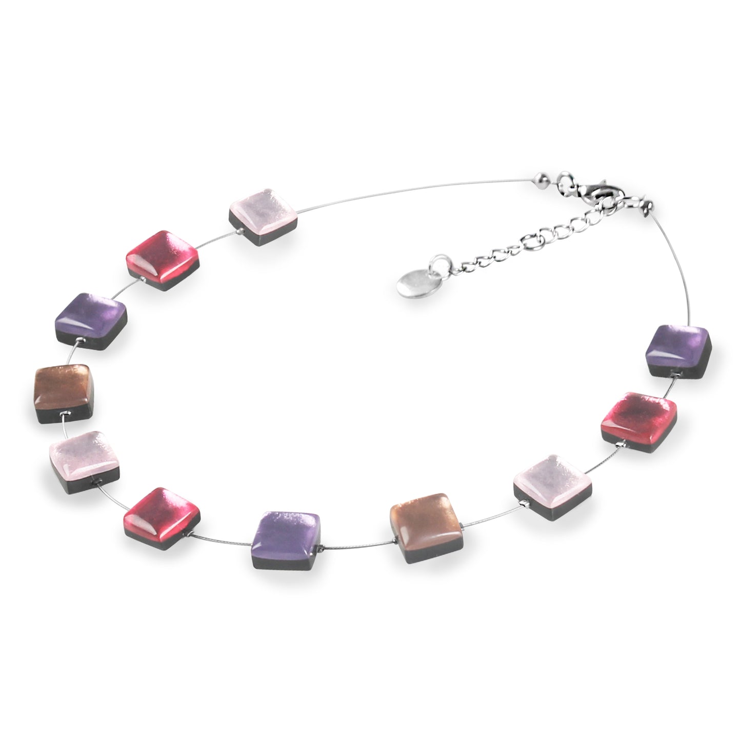 Blush Square Buttons Necklace