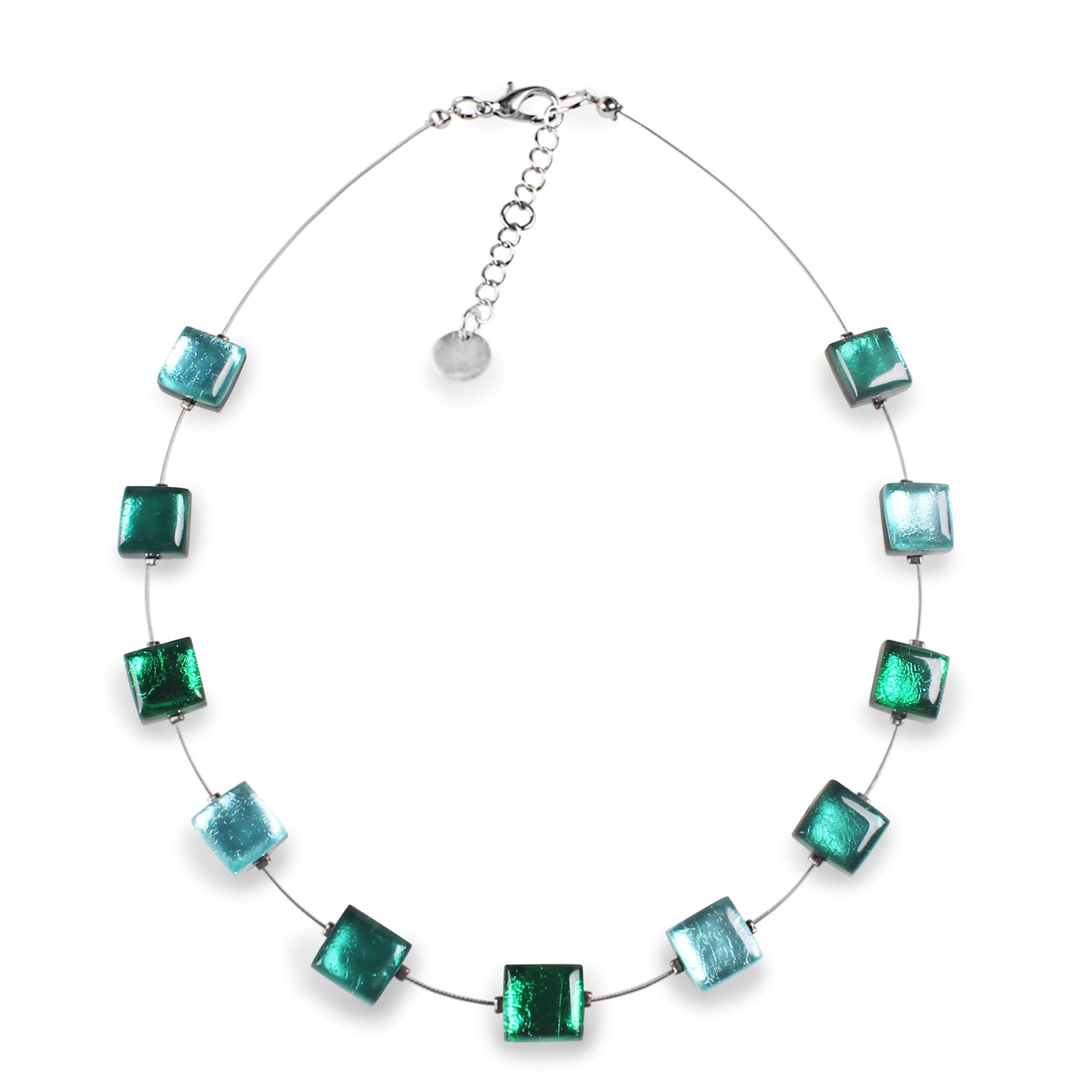 Emerald Square Buttons Necklace