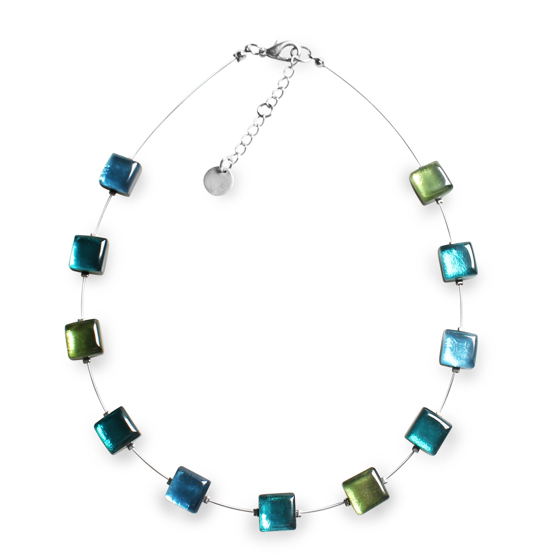 Jade Square Buttons Necklace