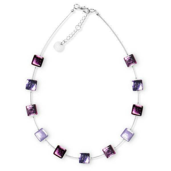 Purple Square Buttons Necklace