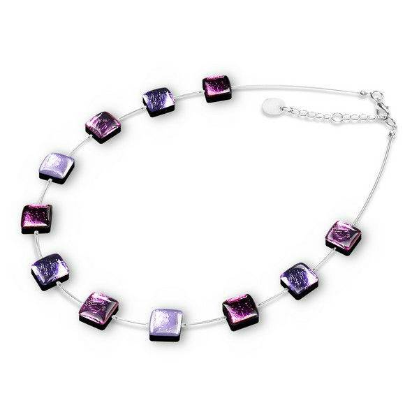 Purple Square Buttons Necklace