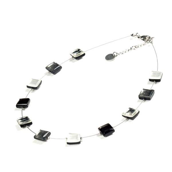 Steel Square Buttons Necklace