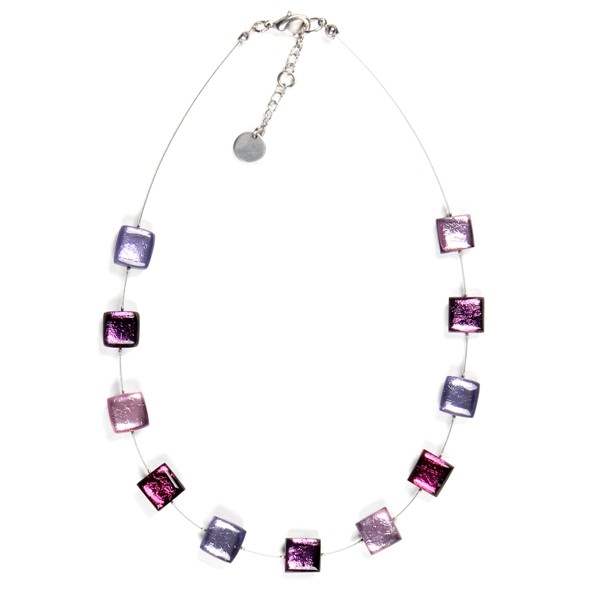 Violet Square Buttons Necklace