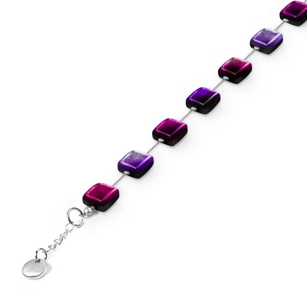 Aubergine Square Buttons Bracelet