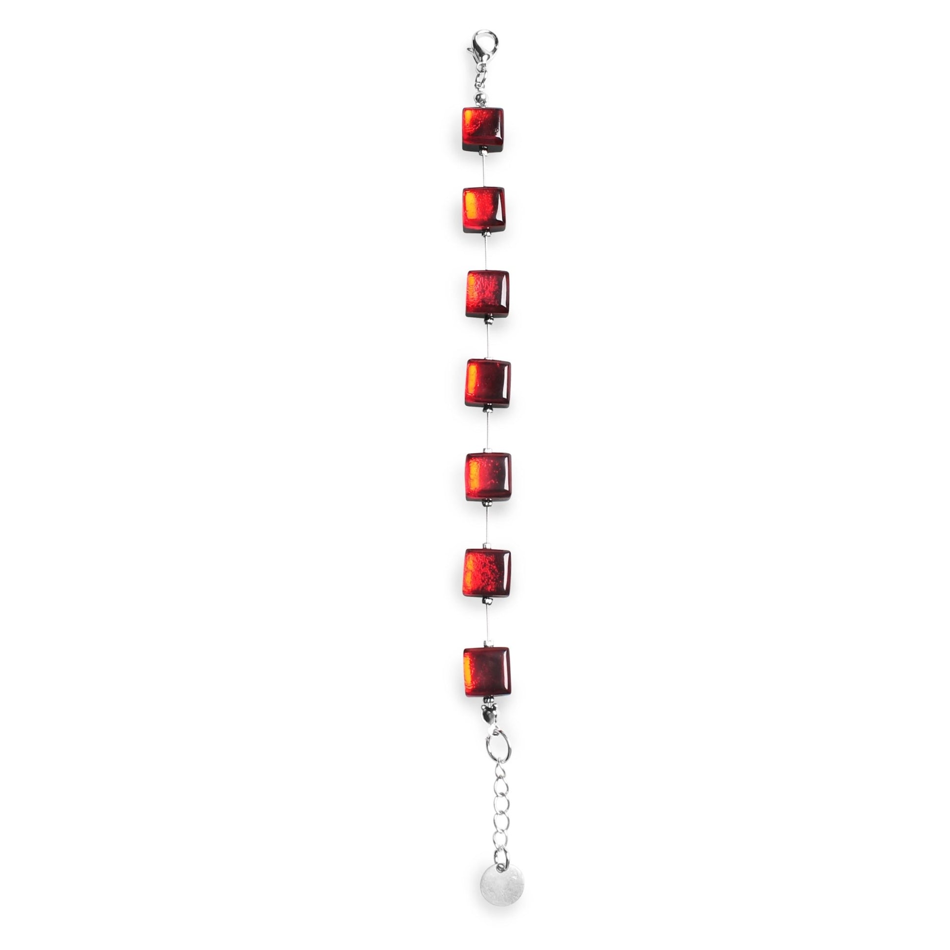 Red Square Buttons Bracelet | The Jewellery Stop