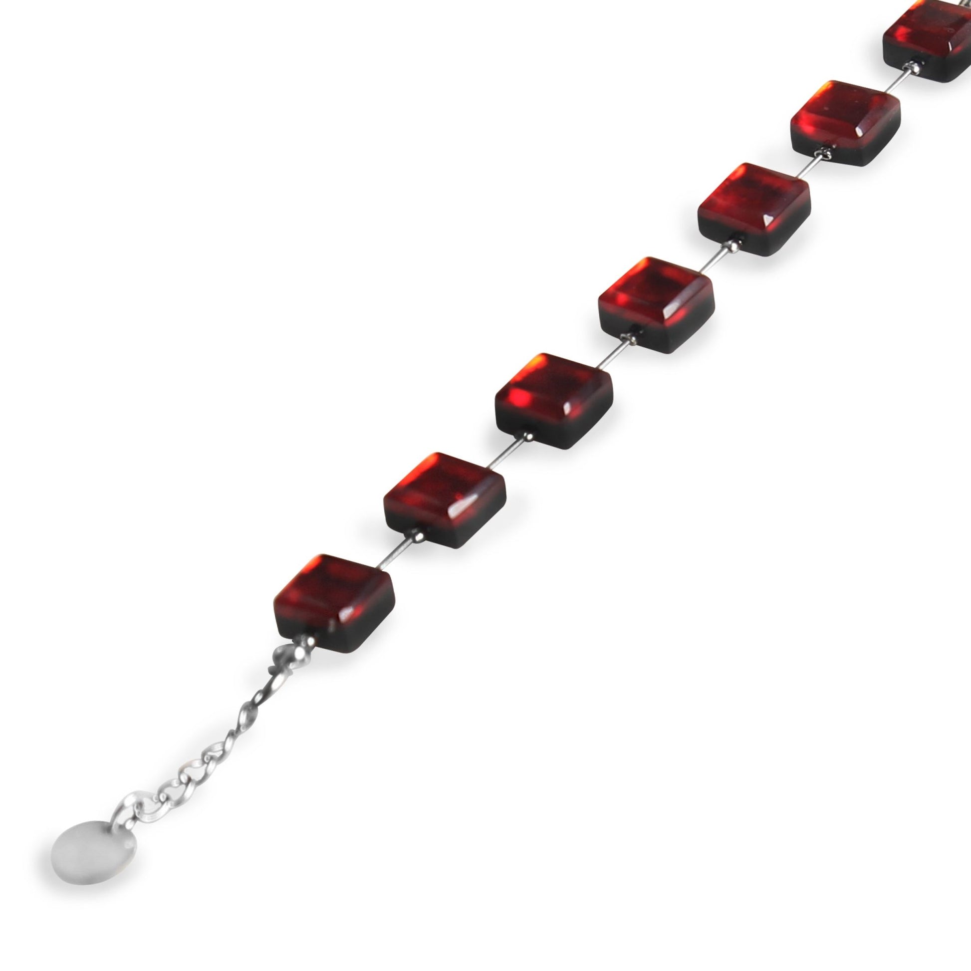 Red Square Buttons Bracelet | The Jewellery Stop