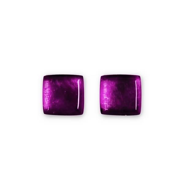 Aubergine Square Buttons Stud Earrings