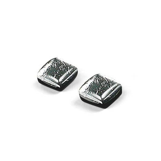 Black Square Buttons Stud Earrings | The Jewellery Stop