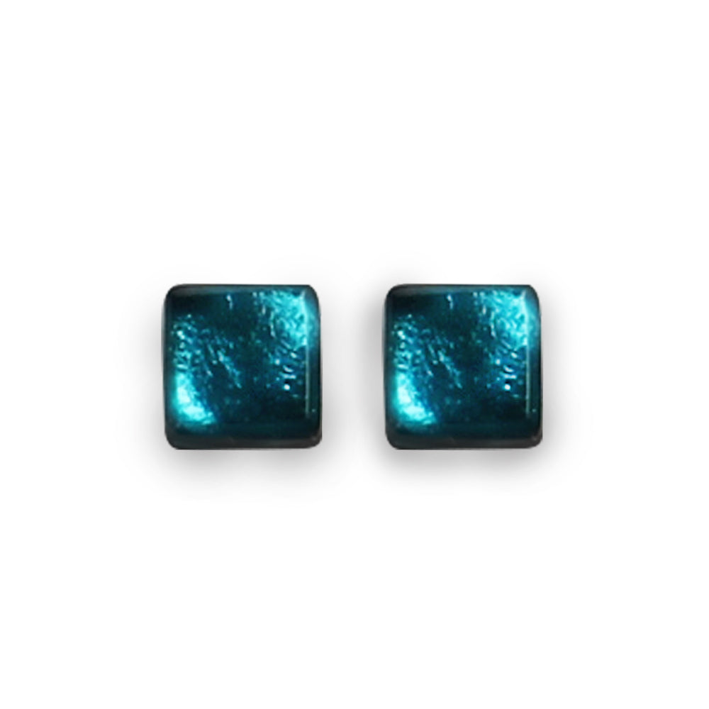 Jade Square Buttons Stud Earrings