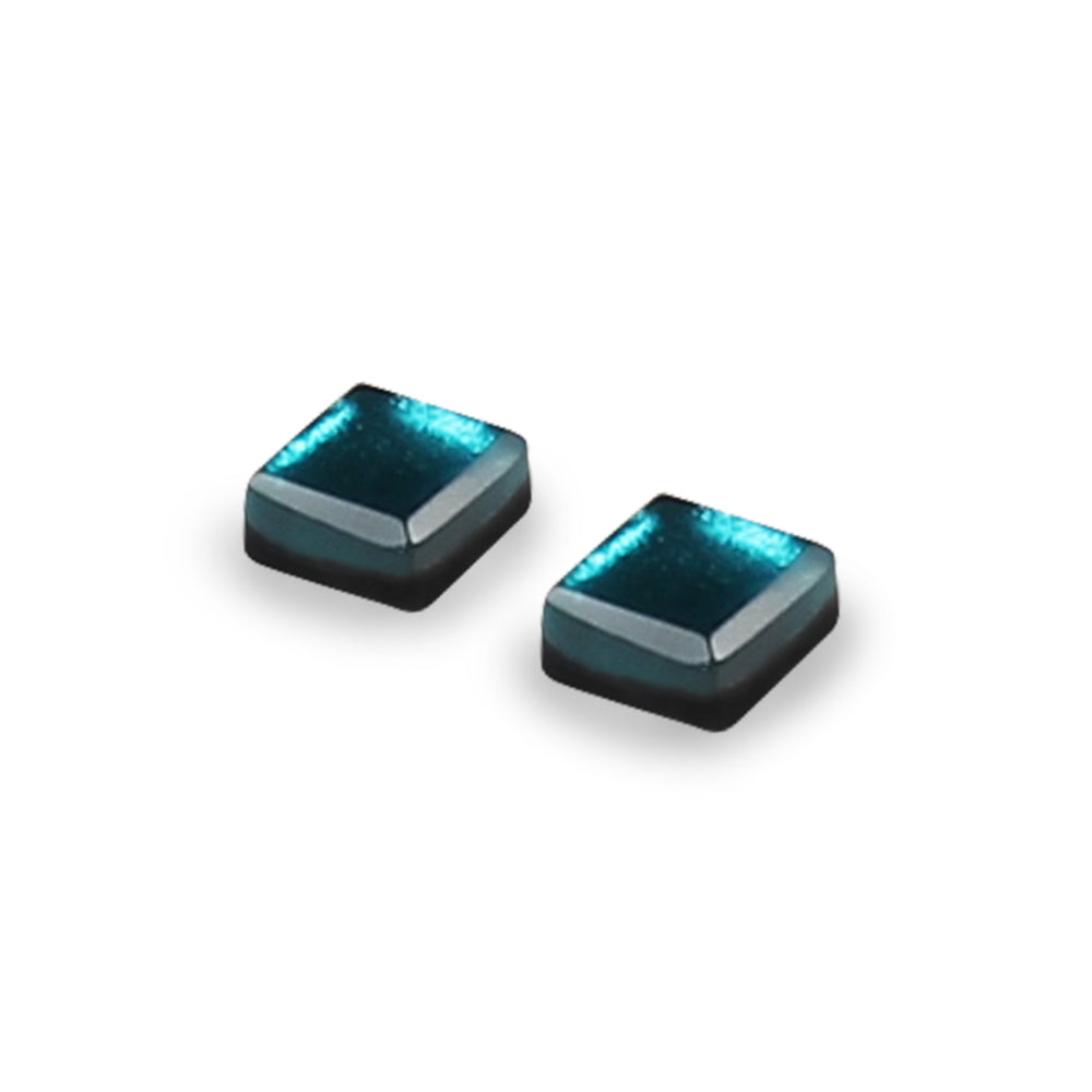 Jade Square Buttons Stud Earrings