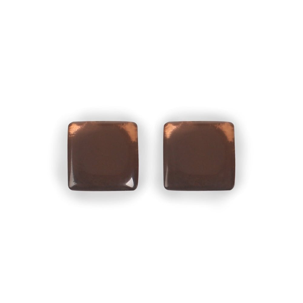 Mink Square Buttons Stud Earrings | The Jewellery Stop