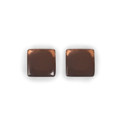Mink Square Buttons Stud Earrings | The Jewellery Stop