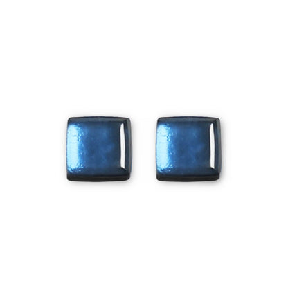 Navy Square Buttons Stud Earrings | The Jewellery Stop