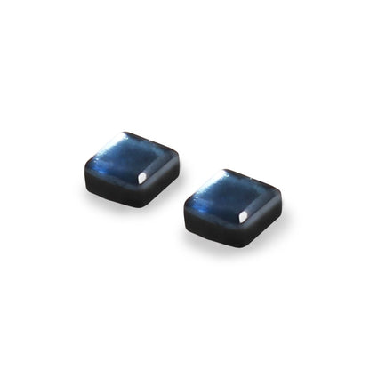 Navy Square Buttons Stud Earrings | The Jewellery Stop